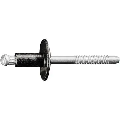 1/4" Steel Rivet Large 3/4" Flange Black Grip 1/8"-1/4" - PK 25-WF55134