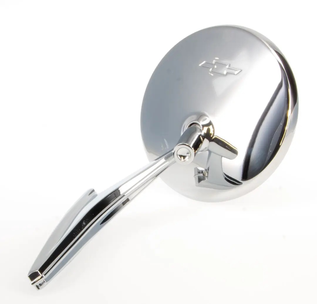 1963-1972 Chevrolet Camaro|Chevy II|Nova|Chevelle|El Camino Outside Door Mirror Round w/Ribbed Base/Bowtie