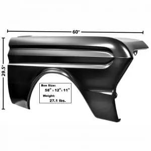 1964-1965 Ford Falcon Fender Passenger Side (RH) No Molding Holes
