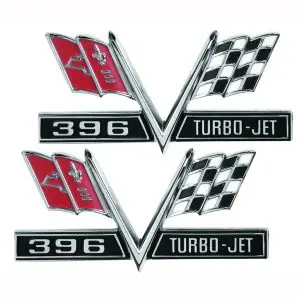 1965-1967 Chevrolet Camaro| Chevelle| El Camino Emblem Fender X Flag Pair