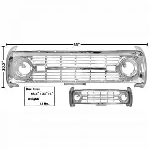 1966-1968 Ford Bronco Grille Chrome No Logo