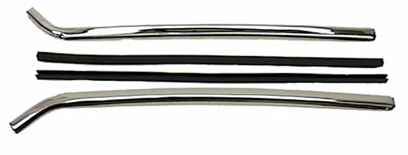 1967-1969 Chevrolet|Pontiac Camaro|Firebird|Trans Am Quarter Window Chrome Vertical Moldings w/Attaching Strip