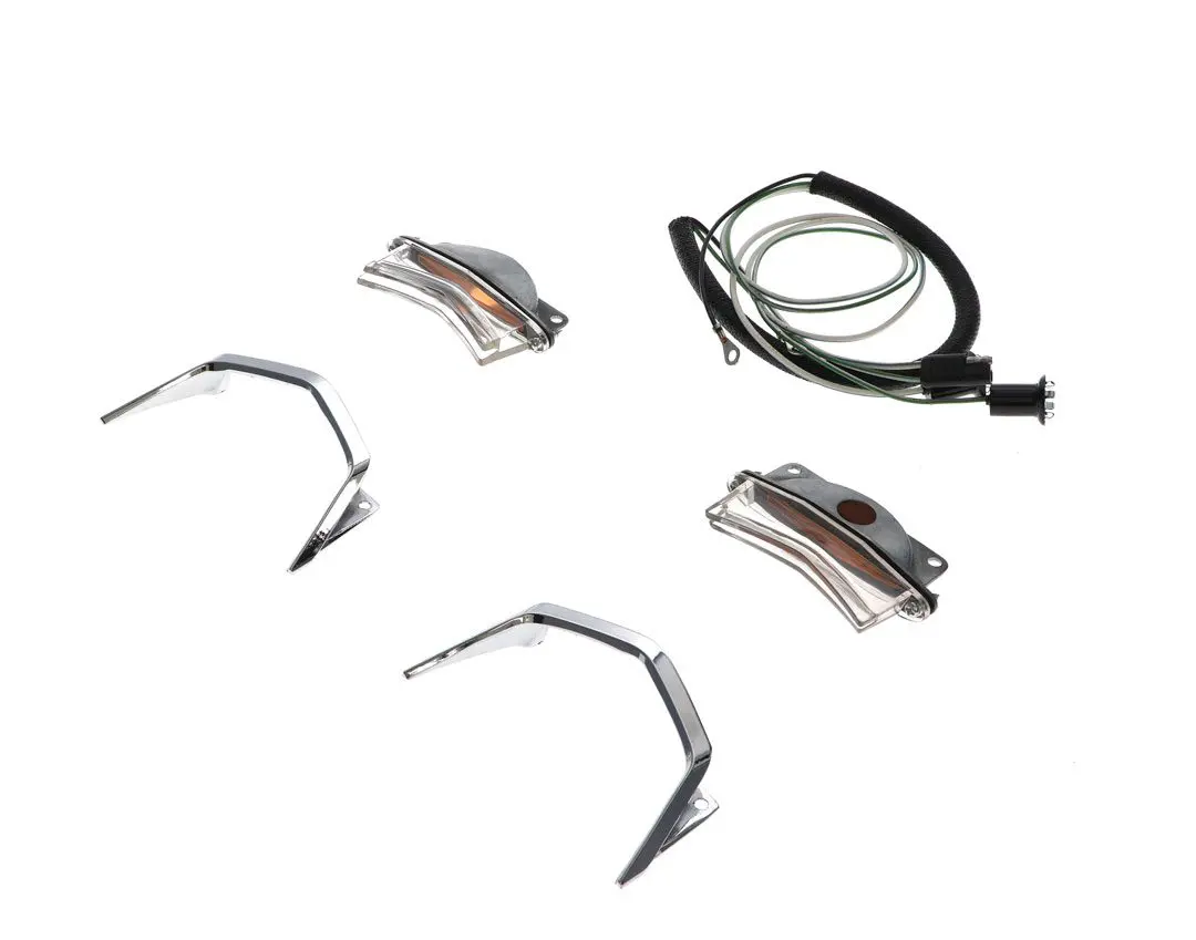 1967 Ford Fairlane Hood Scoop Complete Bezel and Lamp Assemblies w/ Wiring Harness