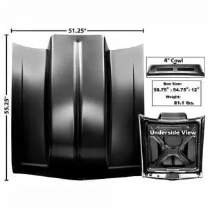 1968-1972 Chevy Nova Hood with 4" Cowl