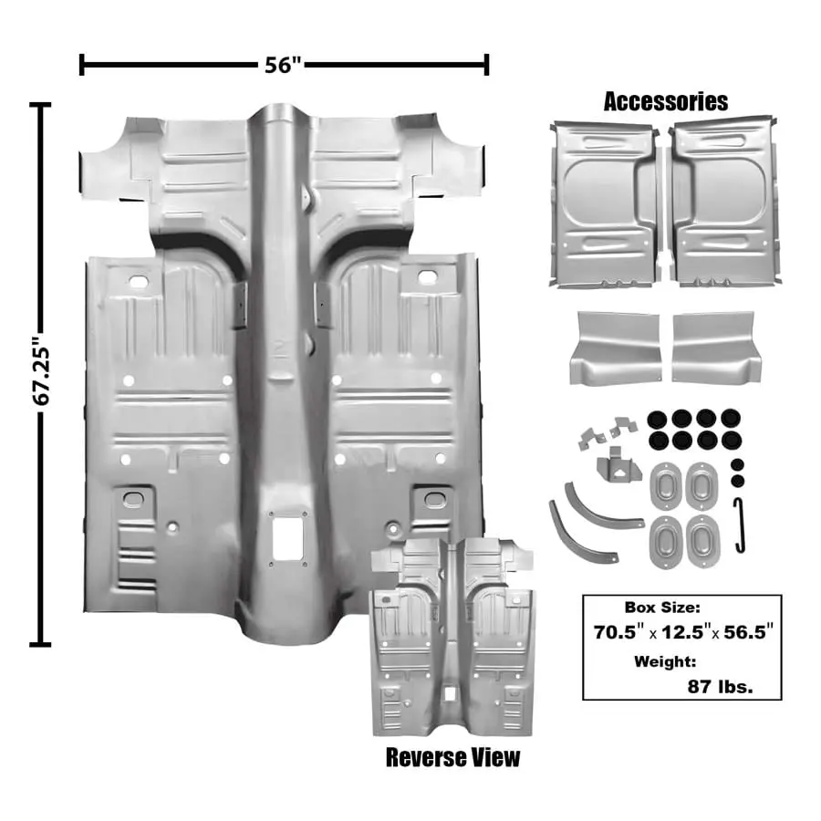 1969-1970 Ford Mustang Coupe and Fastback Floor Pan for 2" Mini Tub