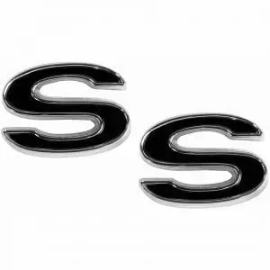 1969-1972 Chevy Camaro Emblem Fender SS Black Pair