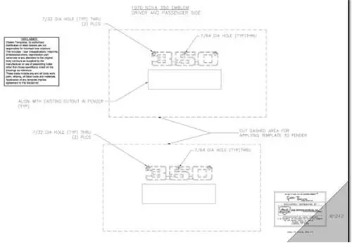 1970 Chevrolet Nova Fender Emblem Template Kit