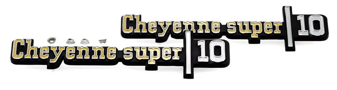 1973-1976 Chevrolet Pickup Truck Front Fender Emblems  Cheyenne Super 10