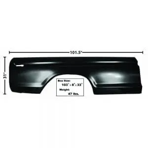 1973-1979 Ford Pickup Truck Bedside Skin Passenger Side (RH) w/o Hole