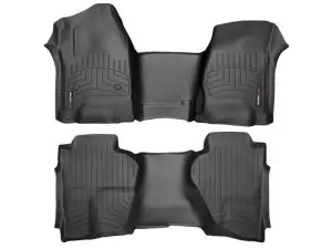 2014-2020 Chevrolet| GMC Silverado| Suburban| Tahoe| Sierra| Yukon| Suburban WeatherTech Front and Rear Floorliners - Over the Hump-Black-445431-445422-WT