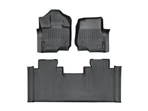 2015-2024 Ford F-150| F-150 Lightning WeatherTech Front and Rear Floorliners for Vinyl Floors-Black-446971V-446975-WT