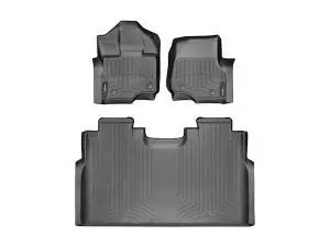 2015-2024 Ford F-150| F-150 Lightning WeatherTech Front and Rear Floorliners for Vinyl Floors-Black-446971V-446972-WT