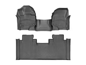 2015-2024 Ford F-150 WeatherTech Front and Rear Floorliners - Over the Hump-Black-447931-446975-WT