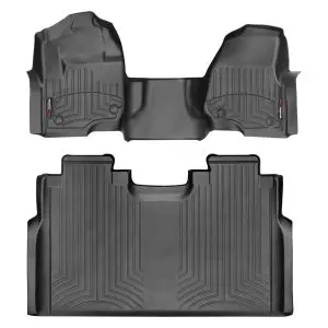 2017-2022 Ford F-250 Super Duty| F-350 Super Duty| F-450 Super Duty WeatherTech Front and Rear Floorliners - Over the Hump-Black-4410321-446974-WT