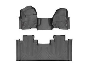 2017-2022 Ford F-250 Super Duty| F-350 Super Duty| F-450 Super Duty WeatherTech Front and Rear Floorliners - Over the Hump-Black-4410321-446975-WT