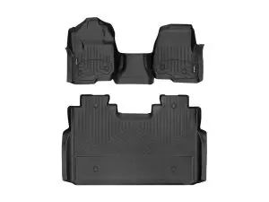 2017-2022 Ford F-250 Super Duty| F-350 Super Duty| F-450 Super Duty WeatherTech Front and Rear Floorliners - Over the Hump For Vinyl Floors-Black-4410321V-4410124V-WT