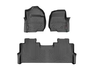 2017-2024 Ford F-250 Super Duty| F-350 Super Duty| F-450 Super Duty WeatherTech Front and Rear Floorliners-Black-441012-1-3-WT