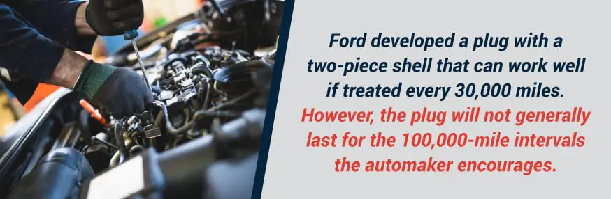 Two-pieced spark plug in Ford trucks