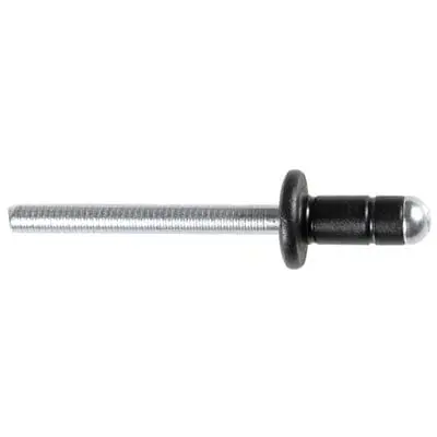 6.3mm Aluminum Rivet  Steel Mandrel Black 13mm Flange A0005 - PK 10-WF55743