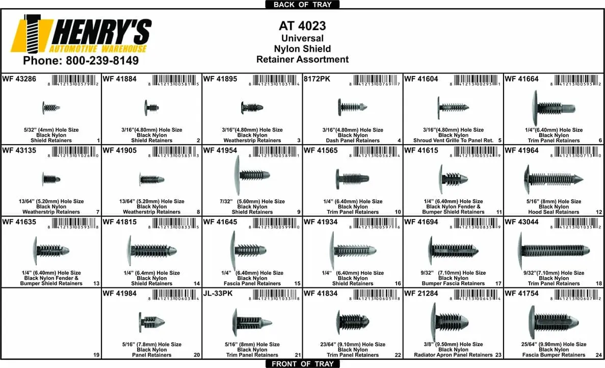 Assortment Tray Christmas Tree-Style Panel Fasteners/Pushnails