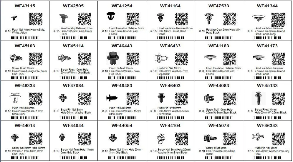 Assortment Tray Honda Retainers