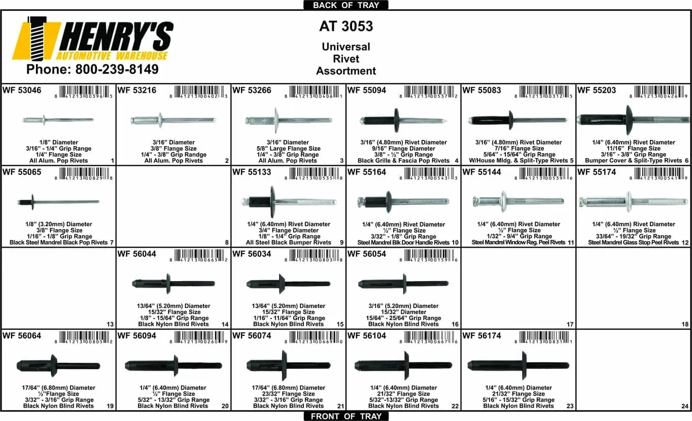 Assortment Tray Nylon and Metal Blind Rivets