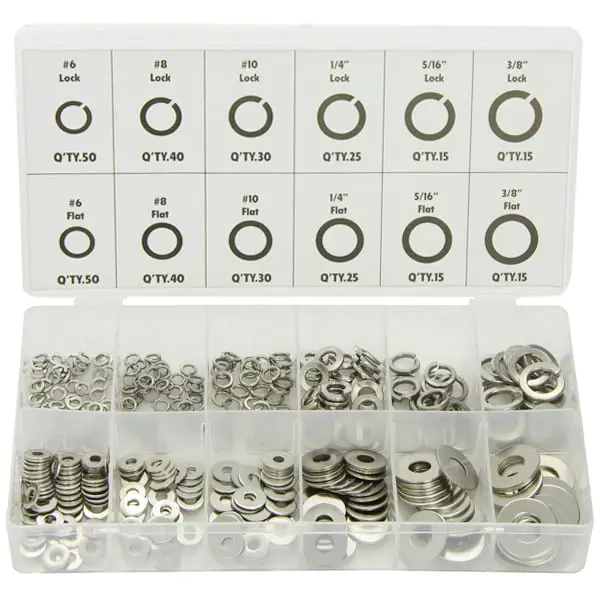 Assortment Tray Stainless Lock and Flat Washers