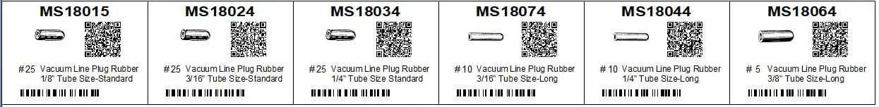 Assortment Tray Vacuum Line Rubber Plugs