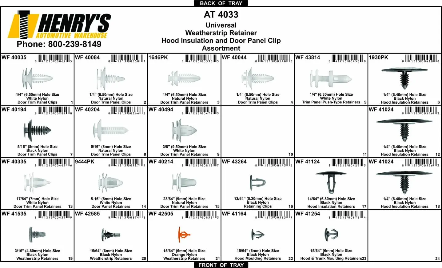 Assortment Tray Weatherstrip