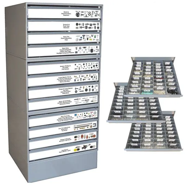 Cabinet w/12 Drawers Filled with 465 Items