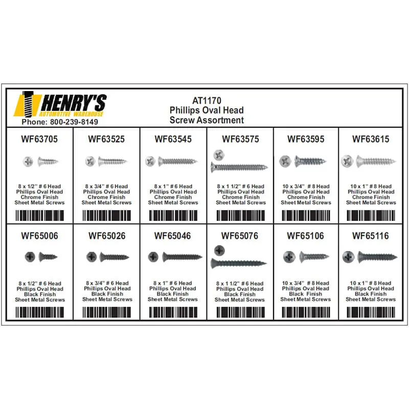 Phillips Oval Head Screw Assortment-AT1170