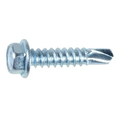 Tap Screw Hex Washer Teks Point Zinc Plated #12x1" - PK 25-WF73154