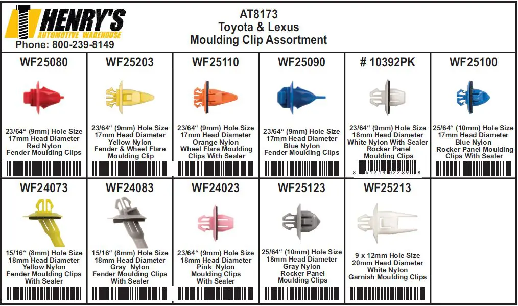 Toyota and Lexus Moulding Clip Assortment Tray-AT8173