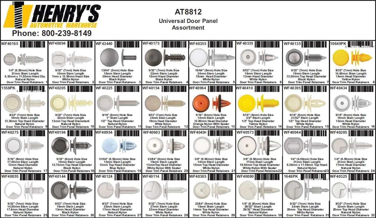 Universal Door Panel Fastener Assortment Tray - AT8812