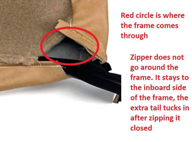 comanche seat cover zipper routing