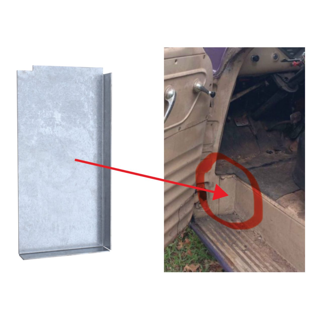 1955-1959 Chevrolet| GMC Pickup Truck Floor to Door Post Filler Panel