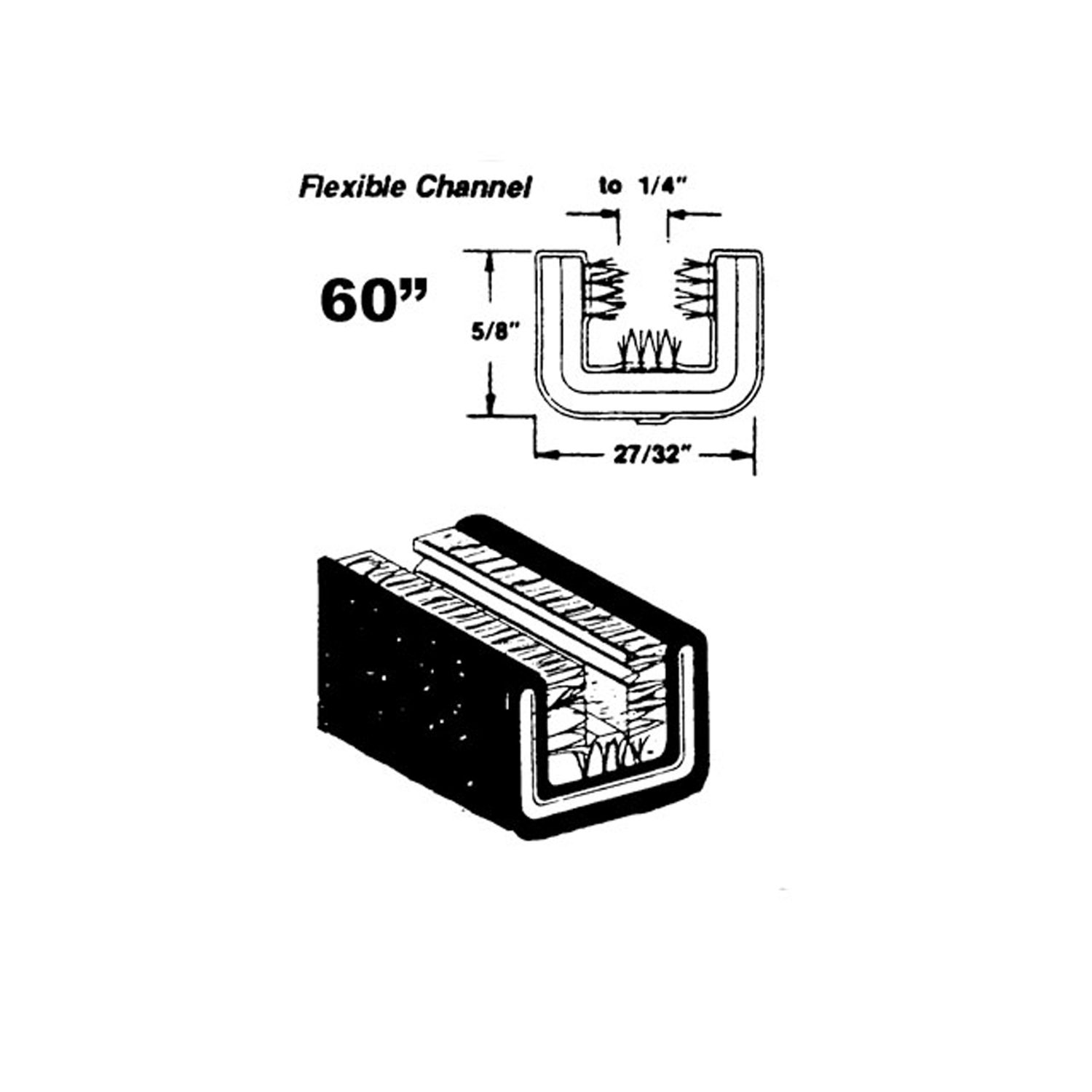 1963-1964 Chevrolet|Ford Pickup Flexible glass-run channel, Flocked