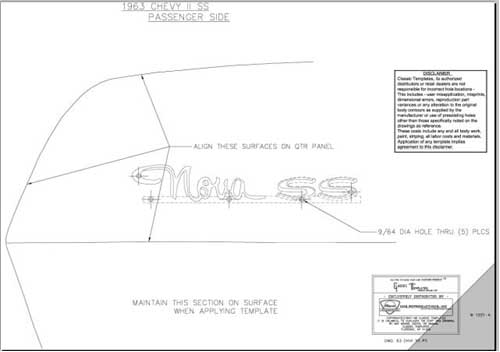 1963 Chevrolet Chevy II Quarter Panel Emblem Template Kit