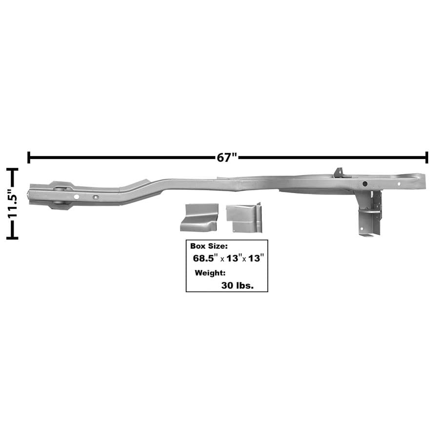 1965-19701 Ford Mustang Coupe and Fastback Rear Driver Frame Rail for Mini Tub