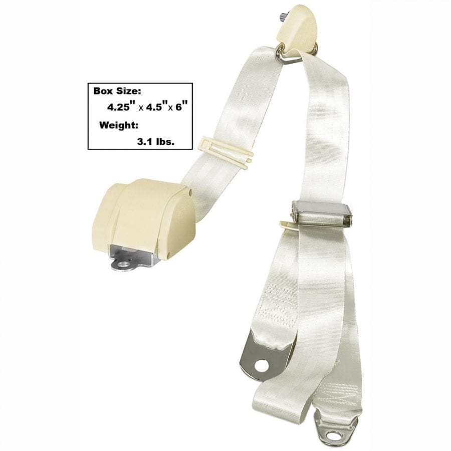 1965-1973 Ford Mustang Seat Belt 3Point Mount  White