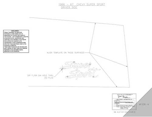 1966-1967 Chevrolet Chevy II Quarter Panel Emblem Template Kit