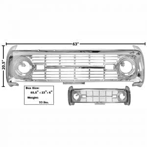 1966-1968 Ford Bronco Grille Chrome No Logo