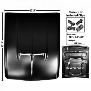 1967-1968 Ford Mustang Hood Eleanor Style Steel with Functional Scoops