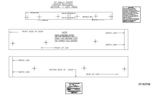 1967 Chevrolet Camaro Lower Body Molding Template Kit RS-CHQW-704