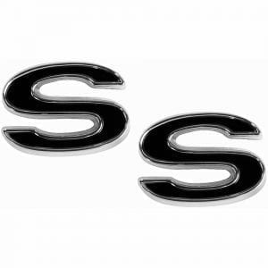 1969-1972 Chevy Camaro Emblem Fender SS Black Pair
