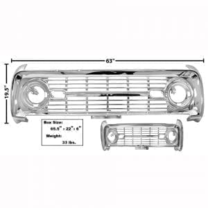 1969-1977 Ford Bronco Grille Chrome No Logo