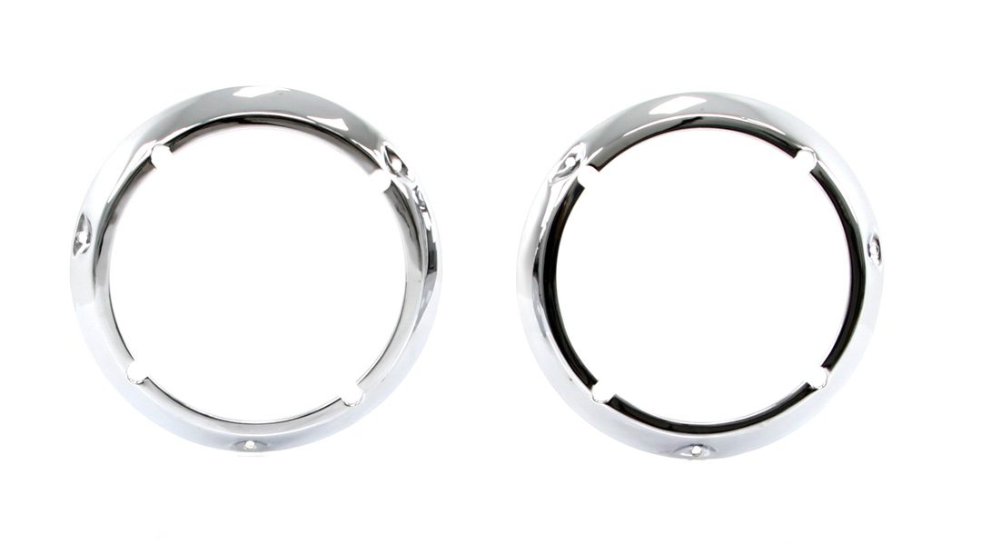 1971-1977 Ford Bronco Headlight Bezels Chrome, Pair Driver/Passenger Side