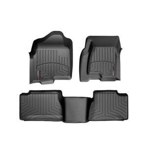 1999-2007 Chevrolet| GMC| Cadillac Silverado| Sierra| Suburban| Tahoe| Yukon| Escalade| Avalanche WeatherTech Front and Rear Floorliners-Black-44003-1-4-WT