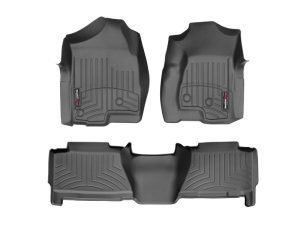 1999-2007 Chevrolet| GMC| Cadillac Silverado| Sierra| Suburban| Tahoe| Yukon| Escalade| Avalanche WeatherTech Front and Rear Floorliners-Black-440031-440612-WT