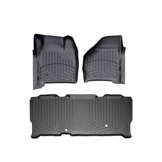 1999-2007 Ford F-250| F-250 Super Duty| F-350 Super Duty| F-450 Super Duty| F-550 Super Duty| Excursion WeatherTech Front and Rear Floorliners-Black-44002-1-3-WT
